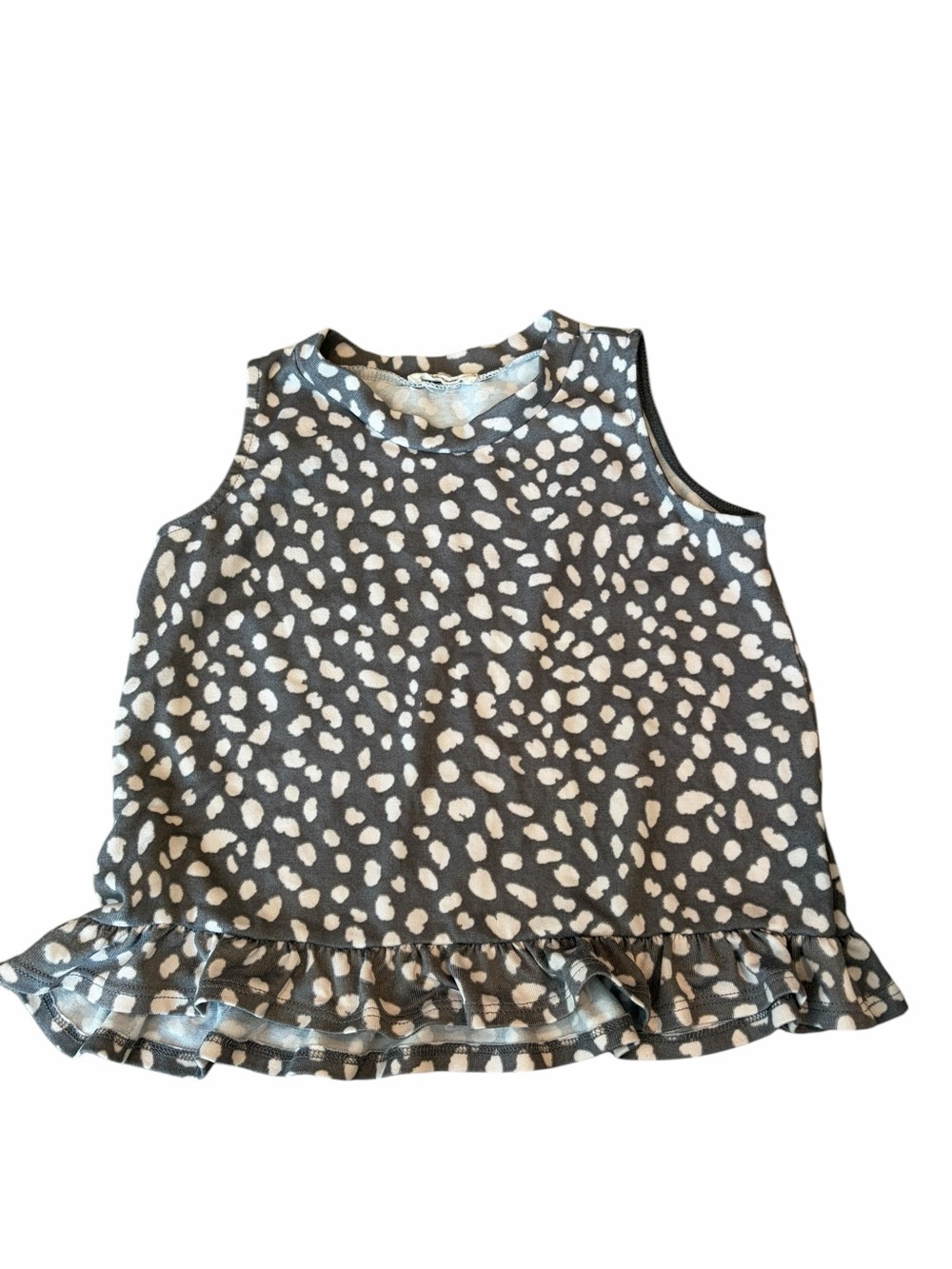 ODDY Gray & White Speckled Ruffle Hem Tank Top – Girls XL (10)